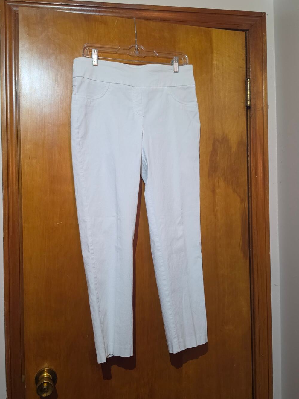 Ruby Rd White Millennium Pull-On Straight Stretch Pants Tummy Slimming Size 10